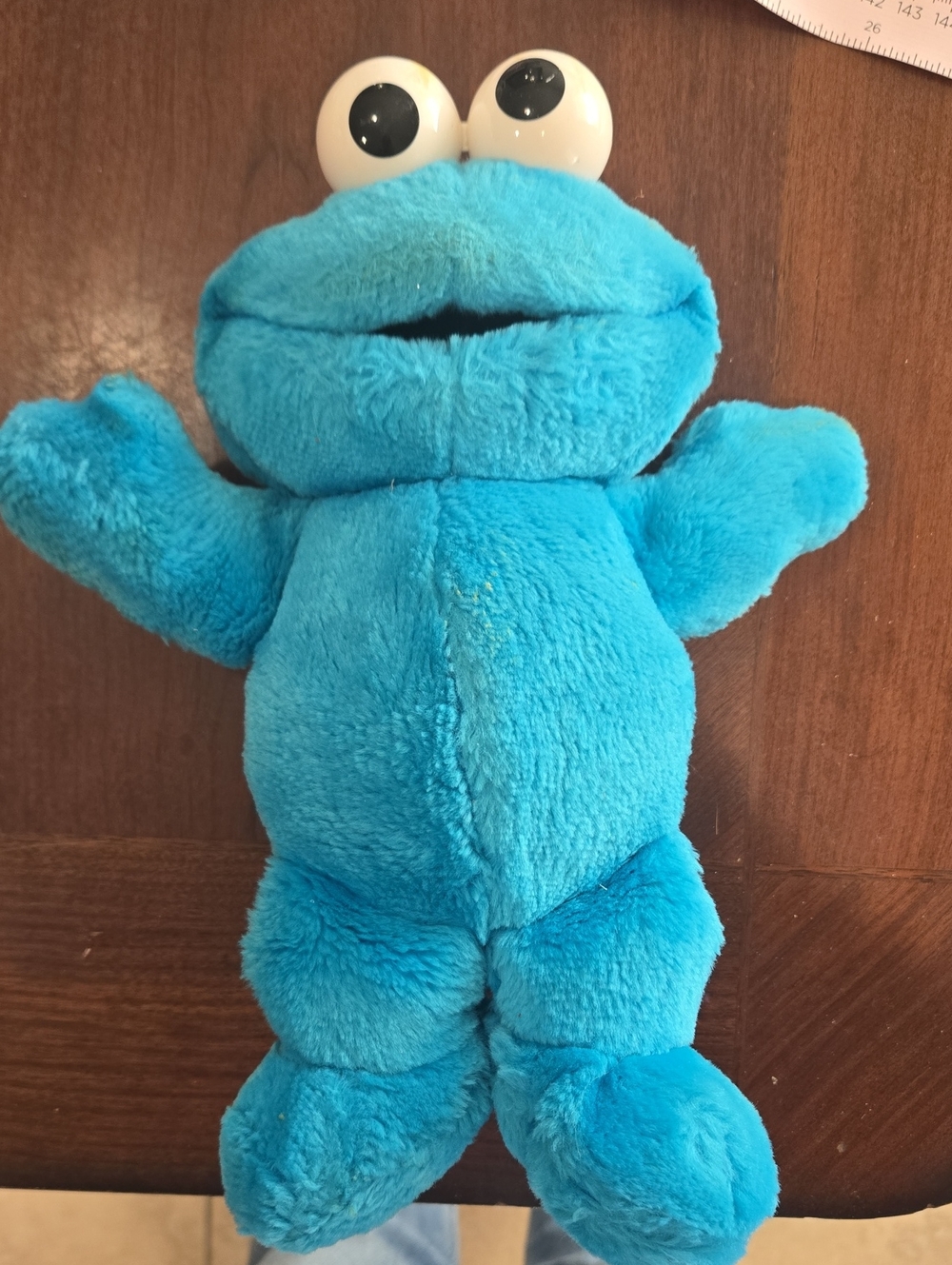 Blue Plush Cookie Monster Style Puppet Toy - Kids Plush Hand Puppet